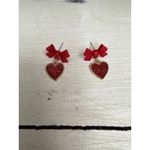 Red Heart Earrings Bundle Glitter Bow Studs 3D Textured Cute Kawaii Valentine Photo 4