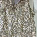 Talbots  Ruffle Neck Tank Womens Size 14W Brown White‎ Zebra Print Office Church Photo 0