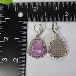 Silver with Purple Buddha Hoop Earrings New Photo 3