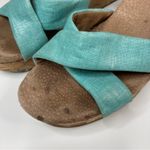 Toms 3/$30 | Shimmery Aqua Cross Strappy Platform Cork Heels 9.5 Photo 3