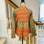 Anthropologie Roopa Pemmaraju Vivi Peasant Blouse Floral Puffed Sleeves Photo 7
