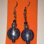 Shimmer Purple Round Beads Boho Dangling Pierced Earrings Photo 0