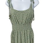 American Eagle Green Floral Smocked Tie Shoulder Sleeveless Jumpsuit Cottagecore Photo 6