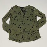 Generation Love Valentina Long Sleeve Lace Up Tee Star Print Green Extra Small Photo 3