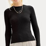 Nine West Women’s Shirt Size Med Ribbed Stretchy Long Sleeve Black Photo 0