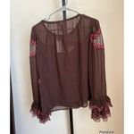 Anthropologie  Long Sleeve Appliqué Blouse Small NEW Photo 3