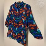 a.n.a New  Colorful Geometric Semi Sheer Half Button-Up Blouse | Top Photo 2