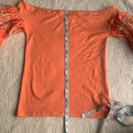Free People Coral Rock With It Off The Shoulder Embroider Puff Short Sleeve Top Photo 9
