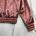 Mother S Sunshine City Bomber Jacket Pastel Pink Satin Rainbow Varsity Preppy Photo 4