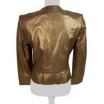 Talbots Petites 8 Soft Gold Metallic Button Closure 100% Leather Jacket Luxury Photo 7