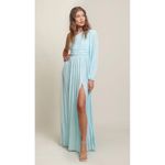 Line and Dot  Indira Pleated One-Shoulder Maxi Dress in Blue Sz XS Photo 2