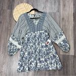 NWT sincerely Jules boho blue balloon long sleeve mini dress Size M Photo 0