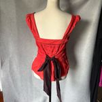 Anthropologie Anthro Floreat Top Sz 8 Orange Brown Square Neck Pleated Cottagecore Embroidered Photo 2