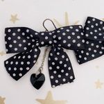 Boutique Black polka dot Bow Dangle Earrings Photo 1