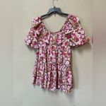 Pink Ditsy Floral Babydoll Dress Off Shoulder Ruffle S Photo 1