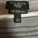 Talbots  Petites Metallic Silver Striped Knit Pullover Pure Italian Marino MP Photo 1
