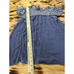 Suzanne Betro  Size Large Tunic Top‎ Shirt Blue Flutter Sleeve Knit Textured Boho Photo 3