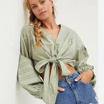 Free People  Green Gigi Tie Front Crop Top Photo 0