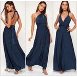 LULU'S Womens Sz‎ Small Navy Blue Always Stunning Convertible Maxi Dress Photo 2