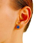 Iridescent Blue CZ Barbell Earrings – 20G Surgical Steel Studs 6mm Photo 1