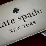 Kate Spade  Lucy Medium L-zip Wristlet cream with Black Logo Photo 1