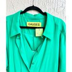 Gauge 81 Long Sleeve Otsuaki 100% Silk Shirt Mini Dress Emerald Green Women's XS Photo 5