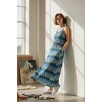 she's cool Blue Multicolor Leopard Print Spaghetti Strap Summer Maxi Dress Small Photo 1