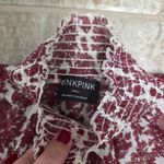 MINKPINK Nadia Floral Blouse Wine & White Crop Sheer Cottagecore Feminine Small Photo 4