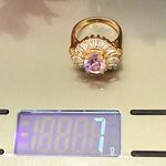 Vintage 925 Gold Over Sterling Pink Oval CZ Flower Cocktail Ring Size 8.5 7g. Photo 13