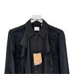 Burberry London NWT Veronica Silk Ruffle Inset Lace Blouse Black Womens US 6 Photo 3