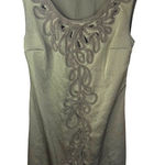Tracy Reese New York Olive Green Dress Sleeveless Embellished Size 6 Shift Photo 0