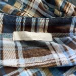 Charlotte Russe vintage blue/brown plaid 3/4 sleeve back tie babydoll top. Sz S. Photo 6