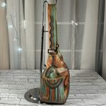 Anuschka  Hand Painted Leather Purse Boho Hippie Handbag Tote India Abstract Art Photo 2