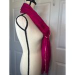 Pink Fuchsia Silk Blend Crinkle Scarf Wrap Shawl Lightweight Evening Boho Fringe Photo 2