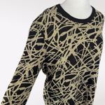 INC Black Gold Metallic Knit Sweater Crewneck Medium Photo 6