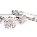 Bridal Set Wedding Engagement Cross Round Diamond Ring Sz 6.75 Photo 3