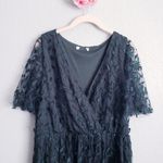 Baltic Born Marseille Green Leaf Embossed Tulle Maxi Dress Photo 3