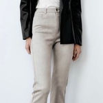 ZARA  SLIM FAUX SUEDE SLIT‎ FLARE PANTS Photo 0