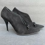 Vintage Icone Black Suede Heels 38.5/US 7.5 Italy Patent Bow 90s Photo 4