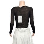 Realisation Par RÉALISATION Chloé Long Sleeve Shirred Silk Top, Black, XS Photo 3