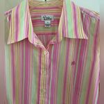 Lilly Pulitzer  button front shirt striped multicolored compact cotton Sz 12 Photo 2