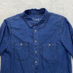 Madewell ‎ Top Womens M Blue Popover Denim Polka Dot Cotton Photo 2