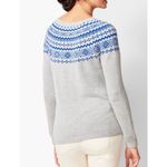 Talbots Talbot Winter Sweater Women Gray Blue Fair Isle Crew Neck Sz Lp Cotton Blend Photo 10