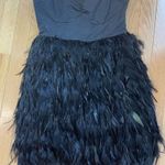 Vintage Elegant Black Feathered Strapless Dress Size 2 Photo 0