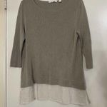 Hugo Boss  Tan knit silk hem round neck sweater top size Medium Photo 0
