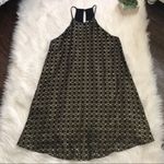 Everly Abstract Gold Printed High Neck Shift Dress Photo 2