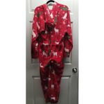 XmasComing NEW Unisex Size Small Red Fleece One Piece Hooded Reindeer Pajamas Photo 3