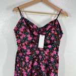 Socialite ‎ Black Floral Cutout Midi Dress MP Medium Petite Ruched Bust Cotton Photo 7