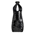 Alice + Olivia Alice Olivia Black Sequin Halter Neck Mini Dress Size 8 Photo 3