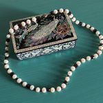 Cultured Freshwater Pearl and Garnet Colored Bead Sterling Silver Clasp Necklace Red Photo 1